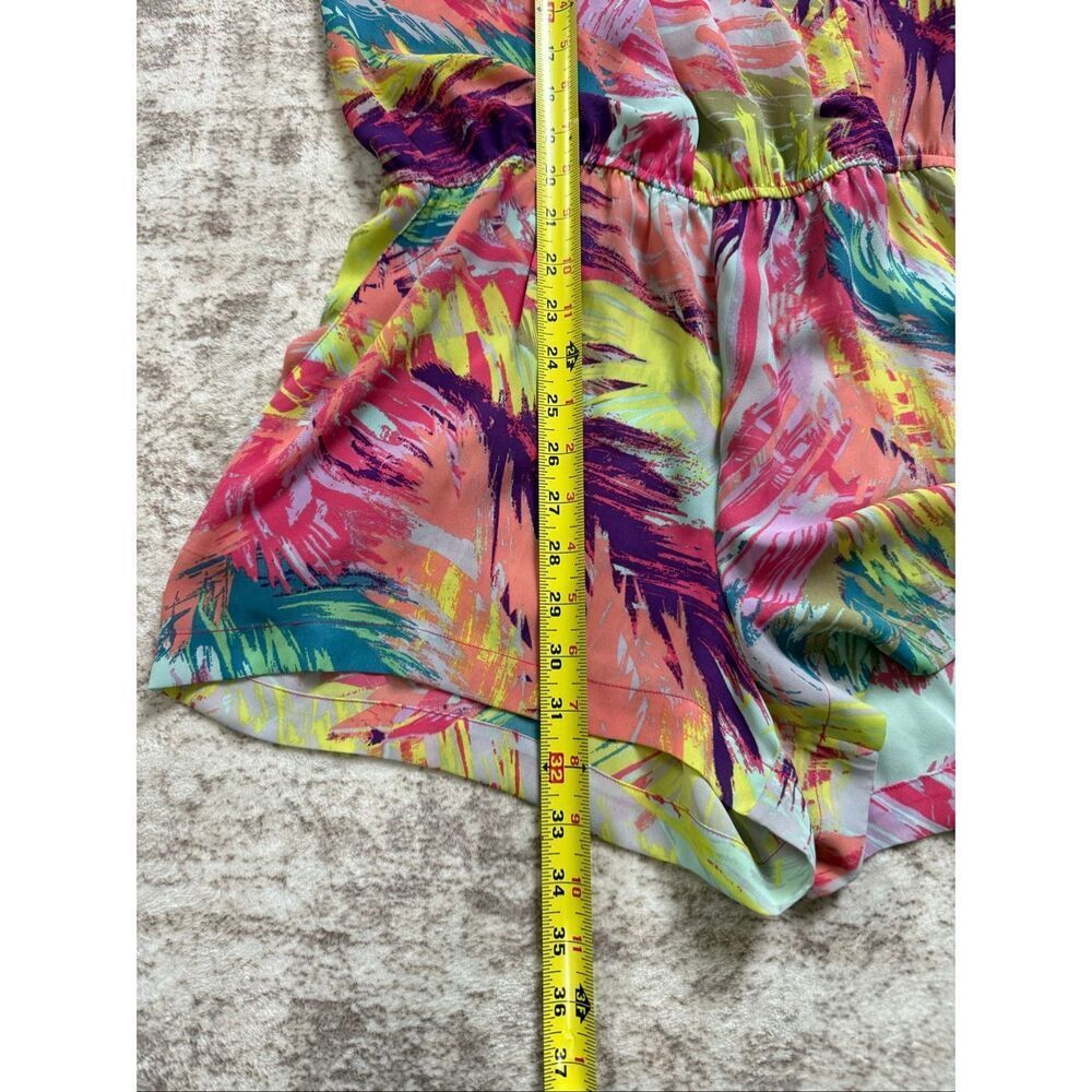 BCBGMaxazria Women's Thalia Printed V-Neck Sleeveless Romper Multicolor Medium - Picture 8 of 11